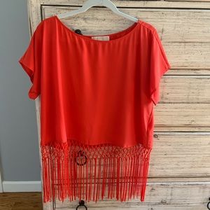 MK orange fringe top